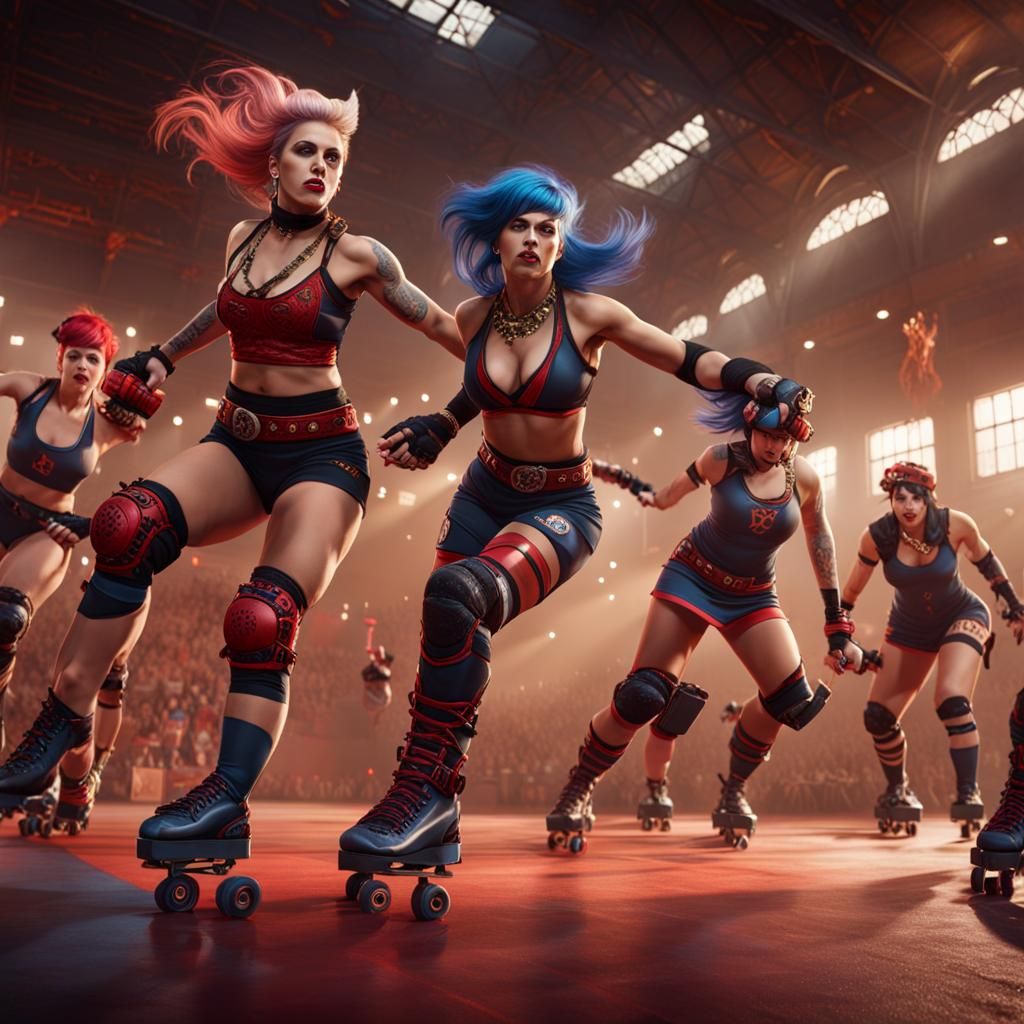 Demonic Roller Derby: Detailed Fantasy Concept Art