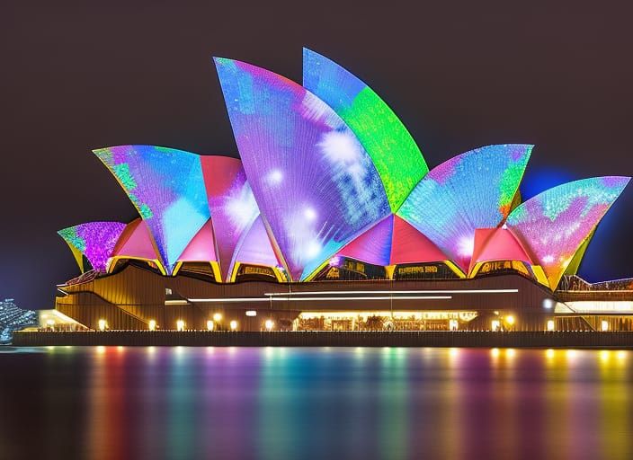 Sydney Opera House in Neon Lights