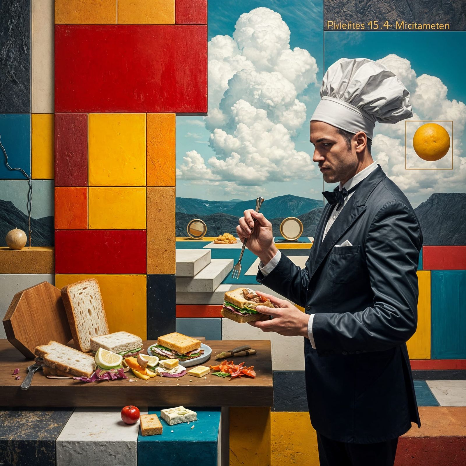 Piet Mondrian's Whimsical Sandwich Masterpiece in Vibrant Co...