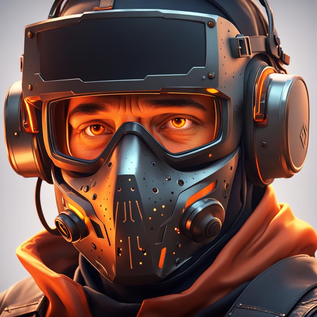 Welder's Gaze: Fiery Eyes in 3D Render