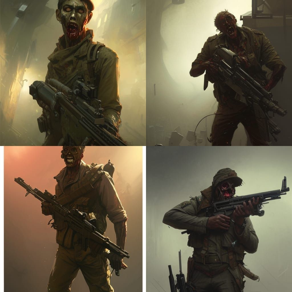 Zombie Soldier Portrait in Trending Art Style