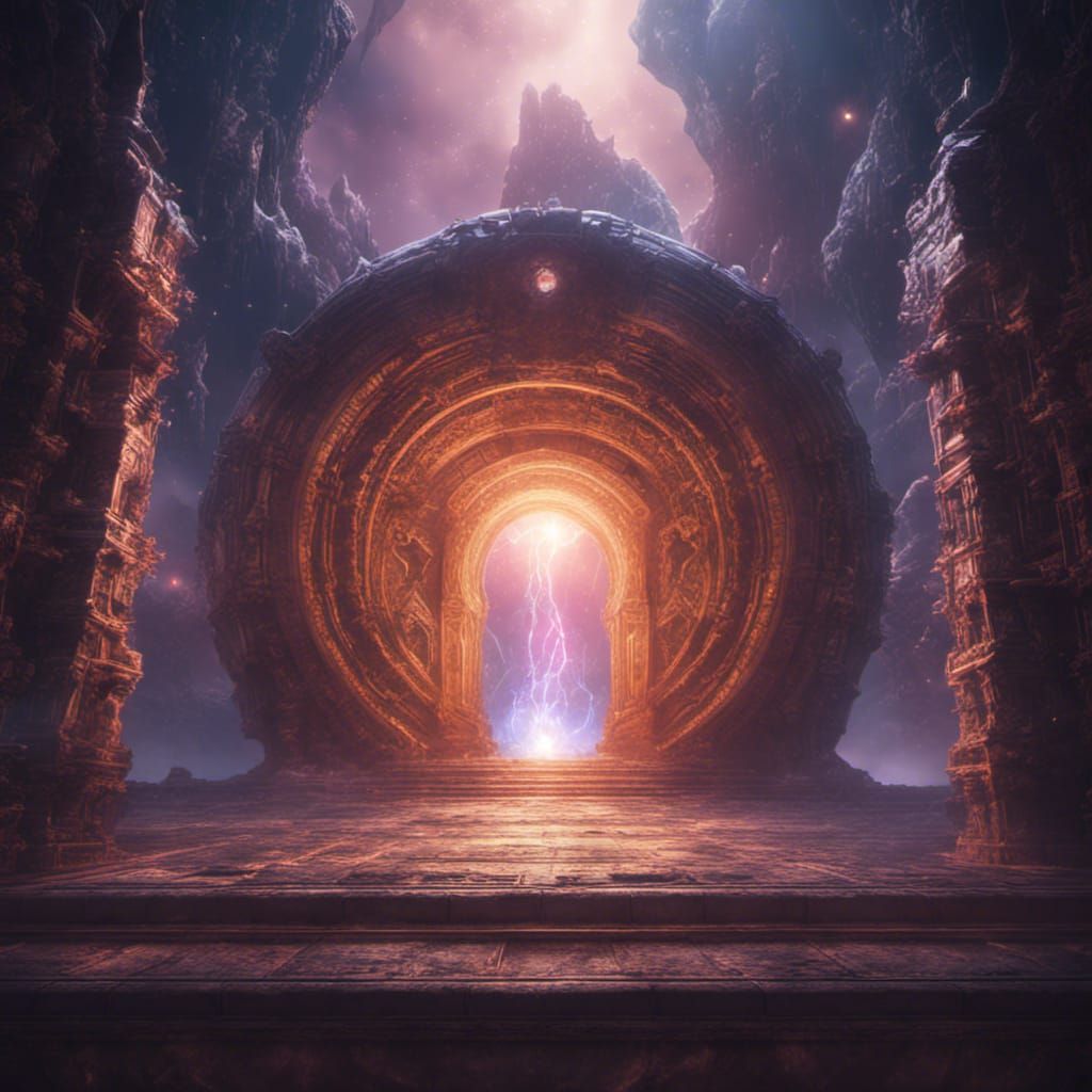 Cosmic Etheric Portals in Detailed Matte Painting