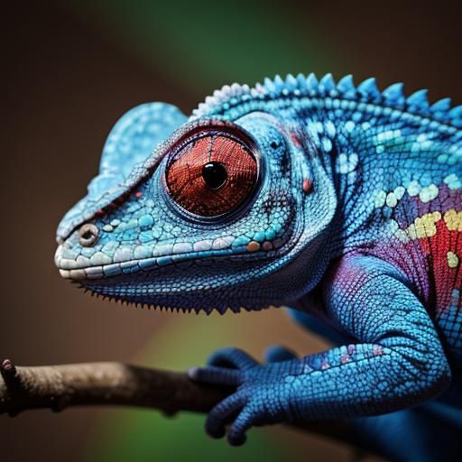 Macro Photograph of a Cute Colorful Chameleon