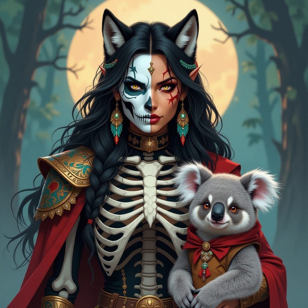 Werewolf Warrior Princess in Skeleton Costume
