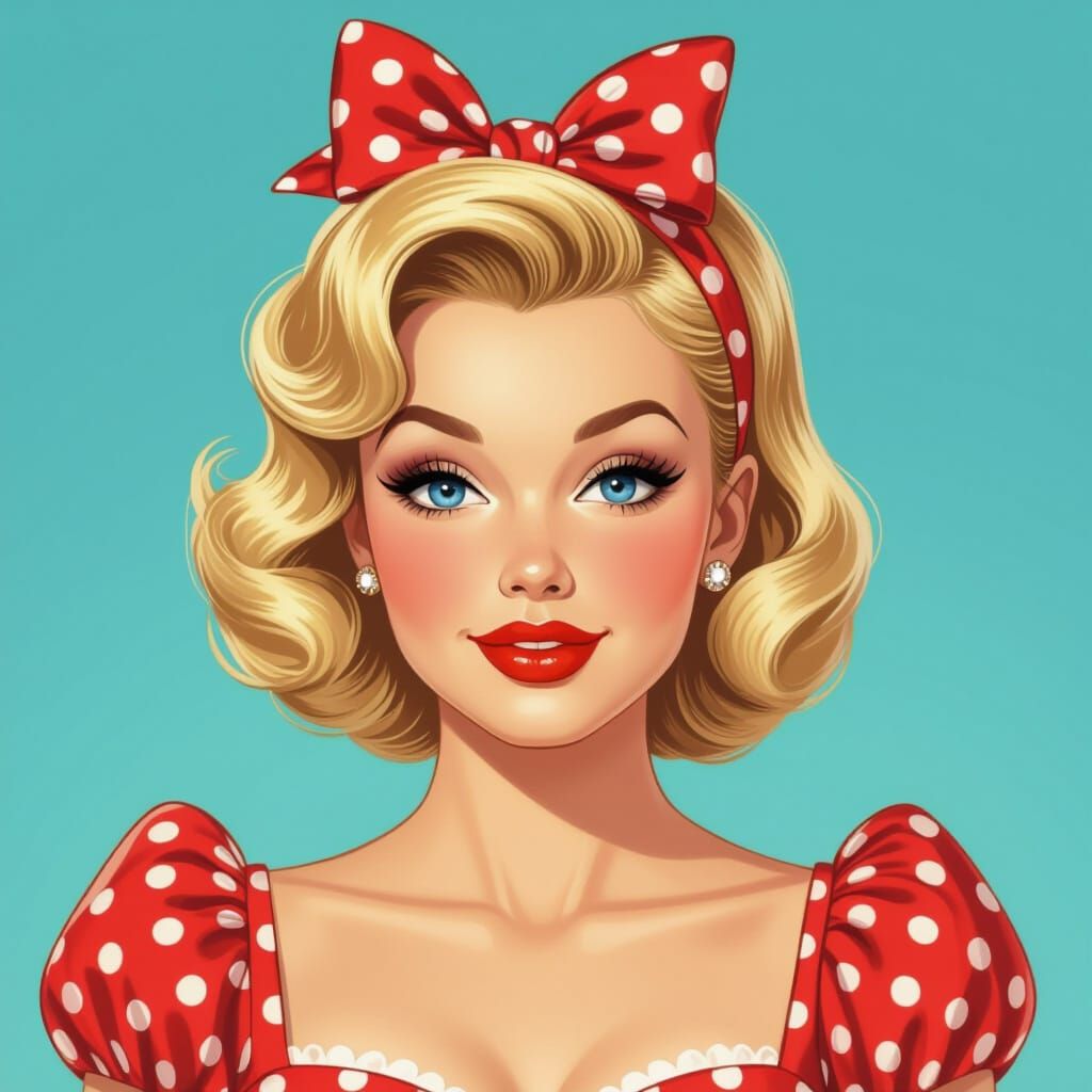 1960s Pinup Girl Close-Up Portrait