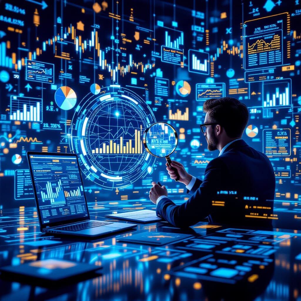 Futuristic Financial Data Visualization with Holographic Dis...