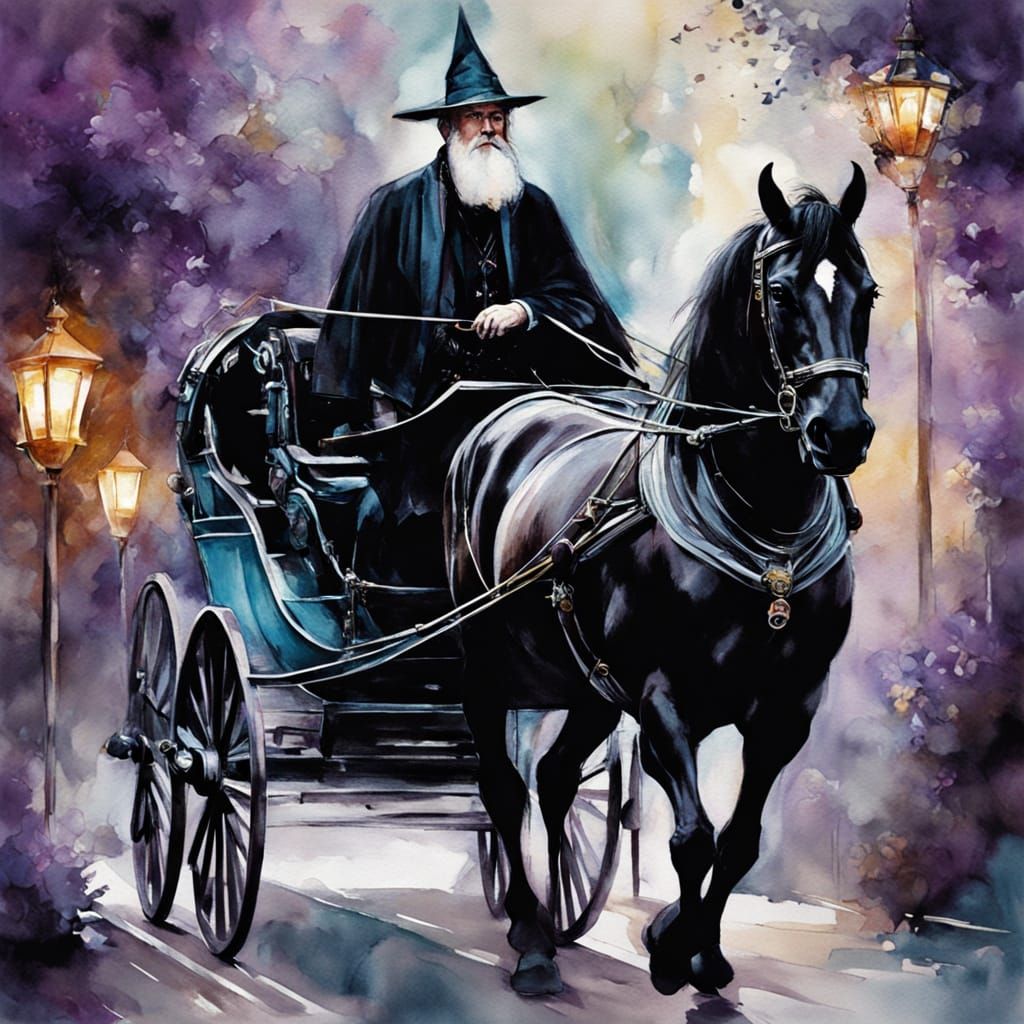Surreal Gothic Wizard in Jeweled Carriage