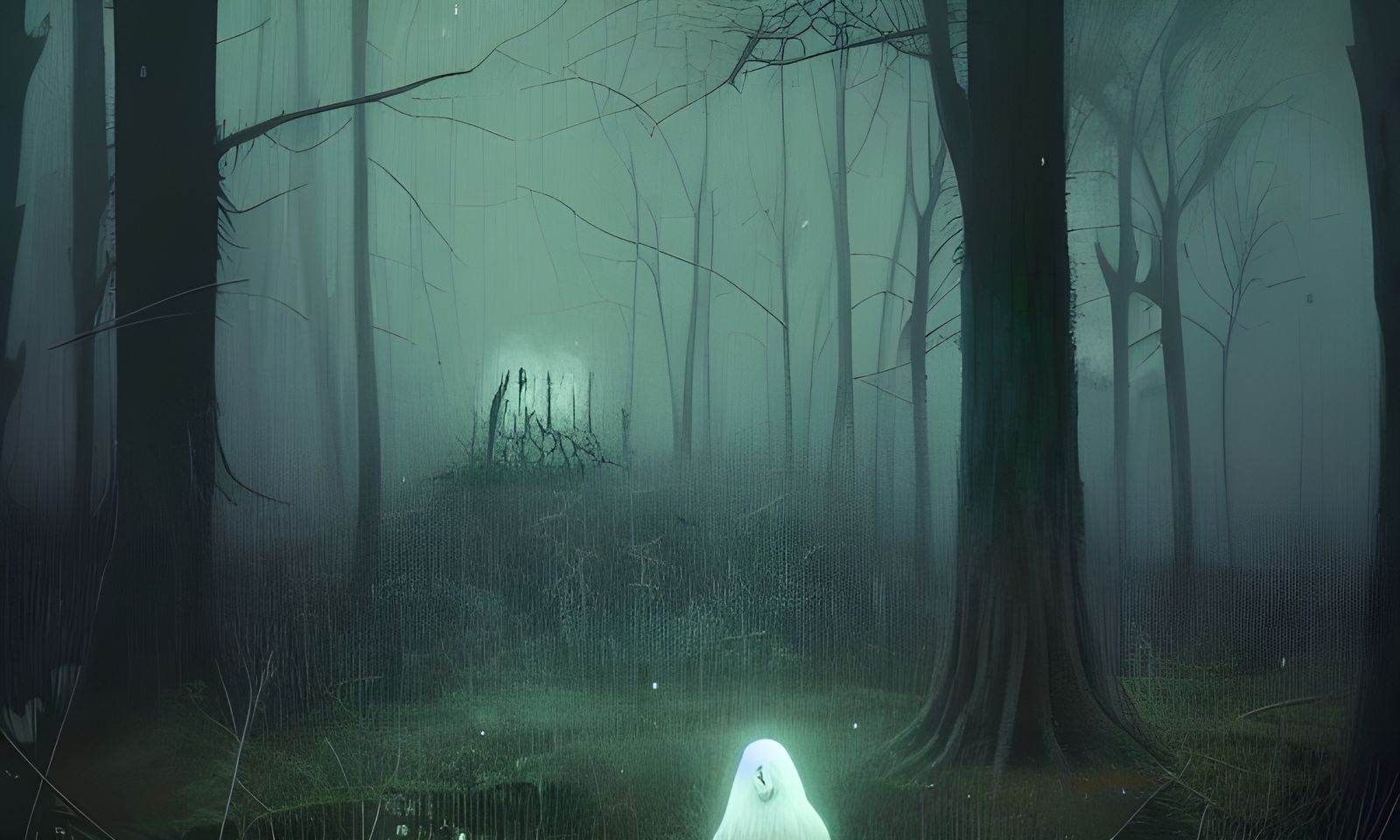 Lonely Ghost in Spooky Forest: Matte Painting