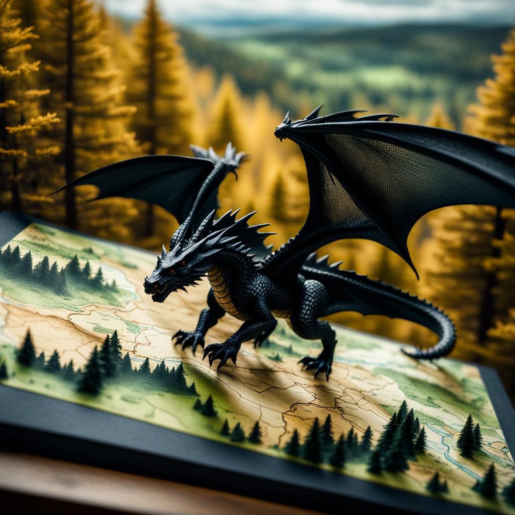 Detailed Topographical Dragon Map in Warm Tones