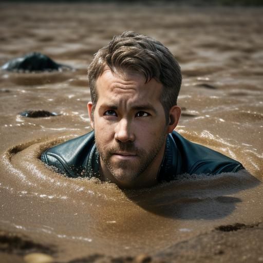 Ryan Reynolds Sinking in Quicksand: Professional Photography