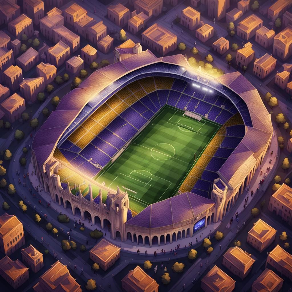 Medieval Knights Play Football in Gothic Stadium