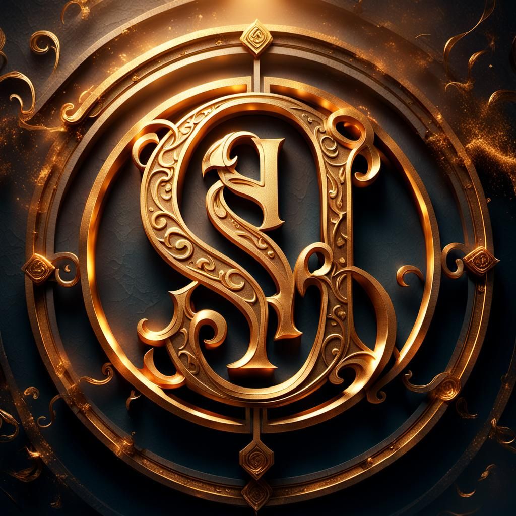 Golden SH Logo in Atmospheric 3D