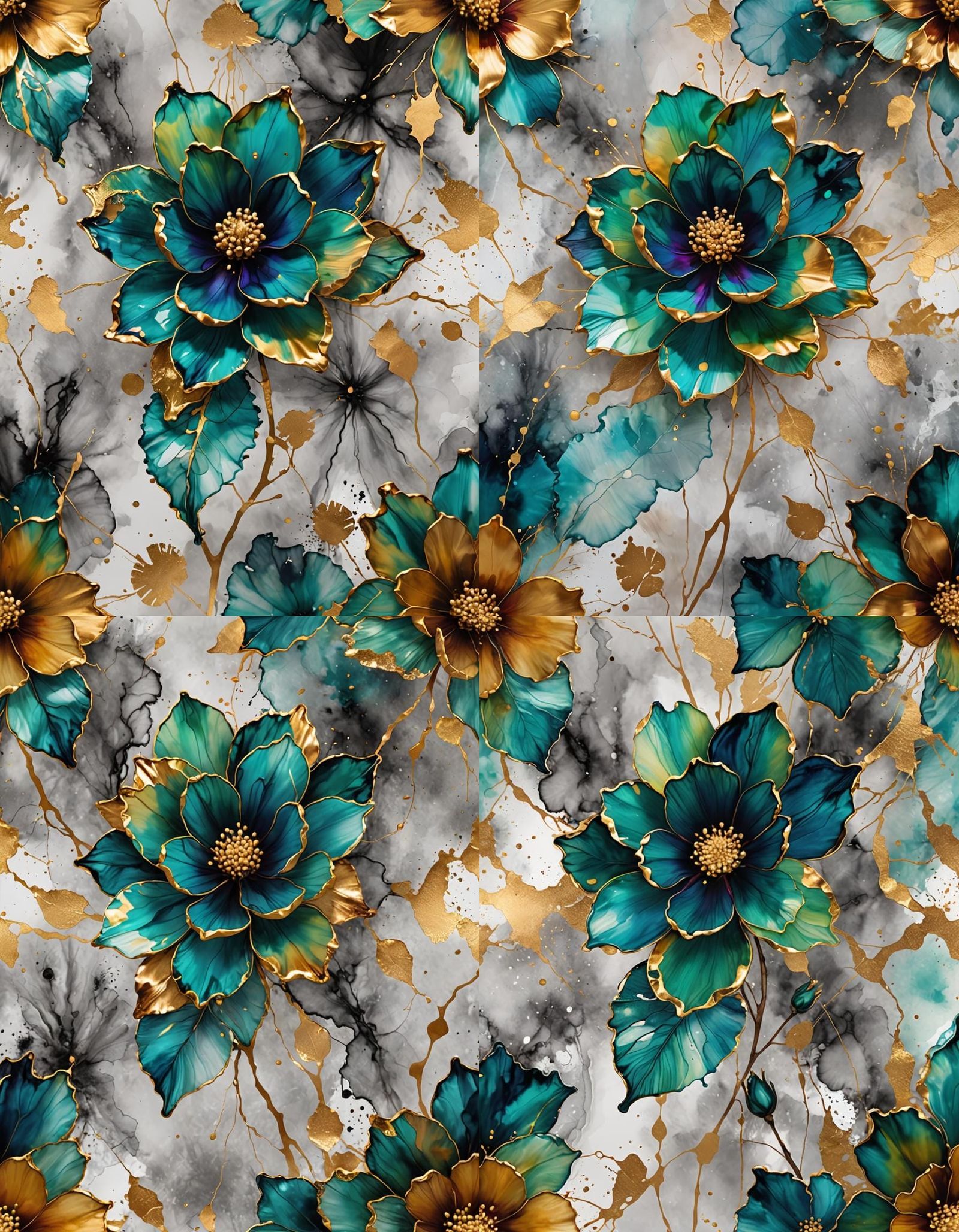 Abstract Flower with Alcohol Ink in Razumovskaya Style