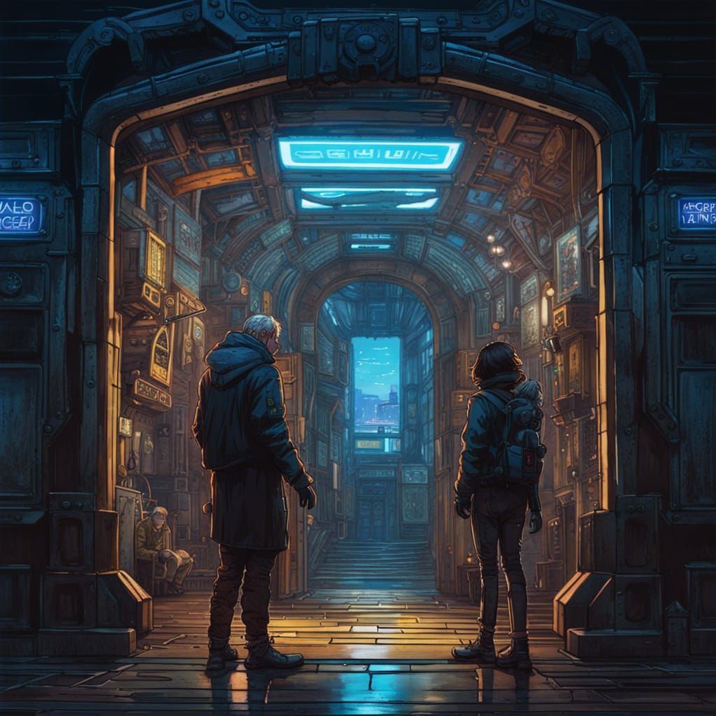 Post-Apocalyptic Museum of Glasses in Cyberpunk Style