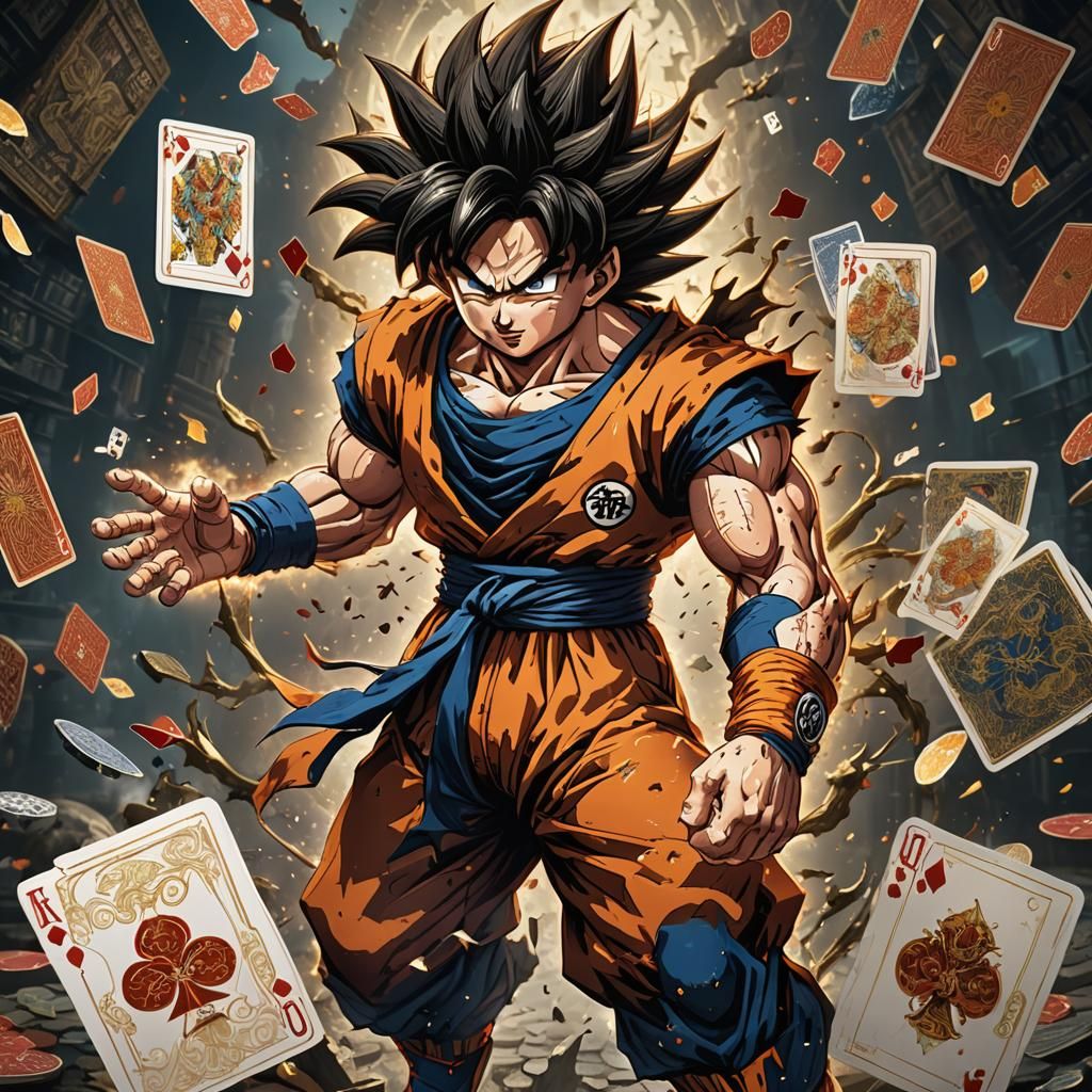 Goku Playing Cards: Detailed Matte Painting
