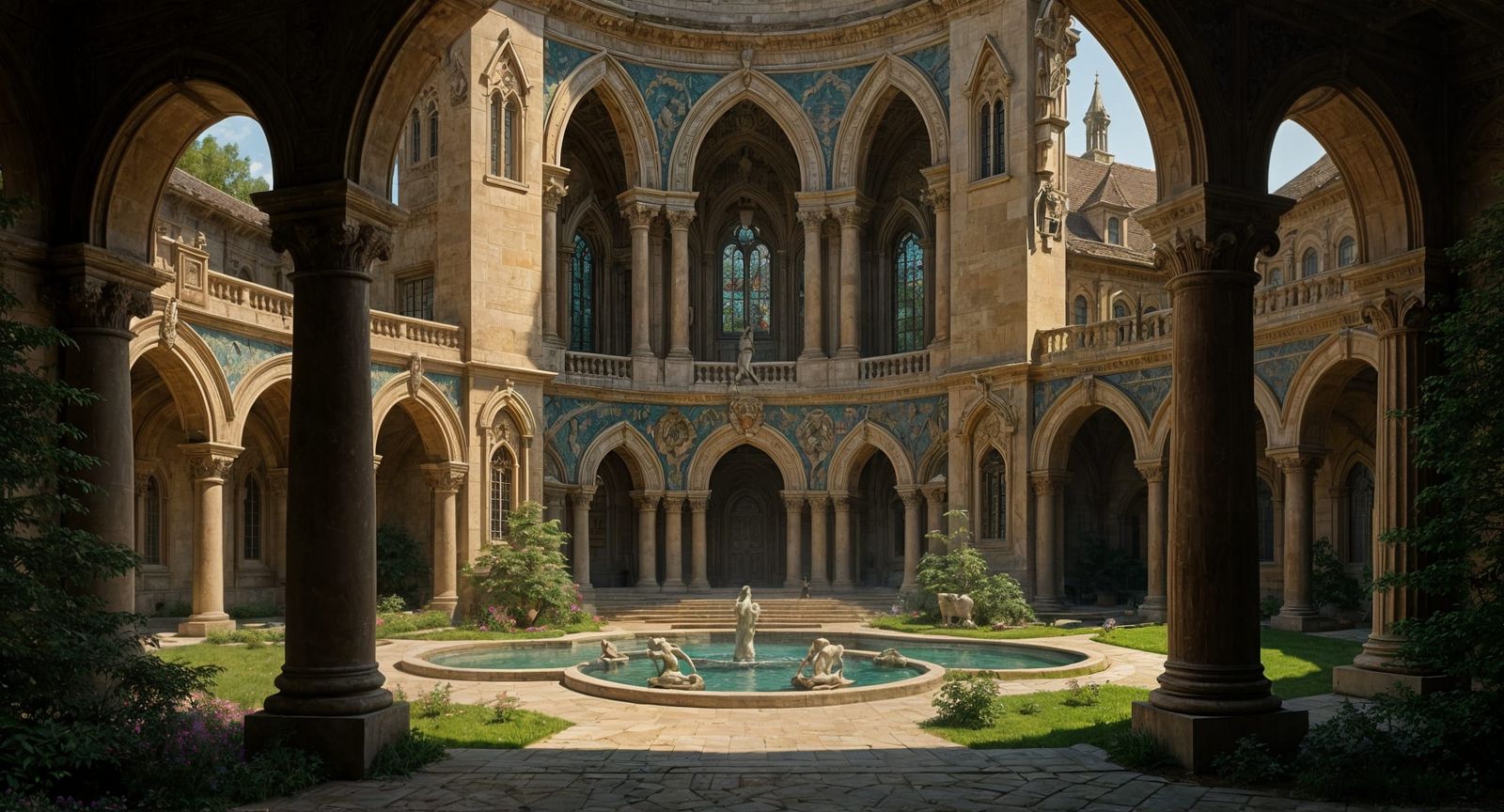 Magnificent Fantasy Library in a College City