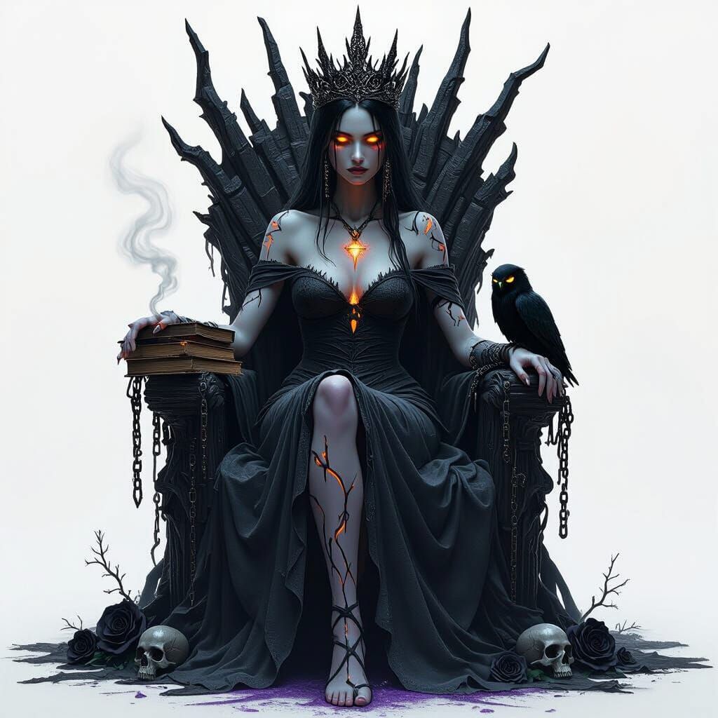 Goddess Queen on Obsidian Throne: Surreal Realism
