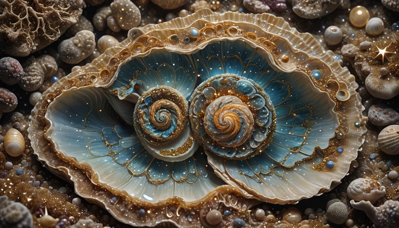 Galactic Clam Shell: Intricate 8K Digital Art