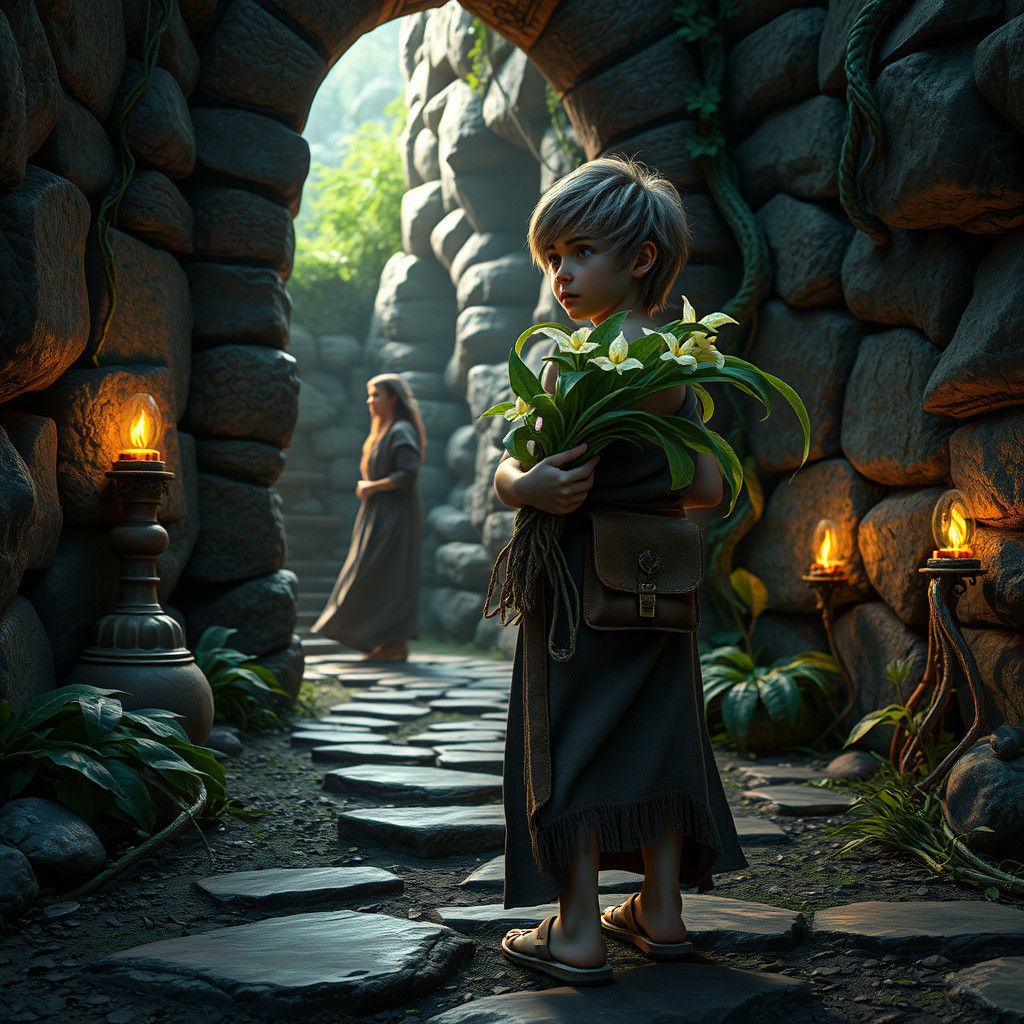 Boy with Mandrakes: Fantastical Matte Painting