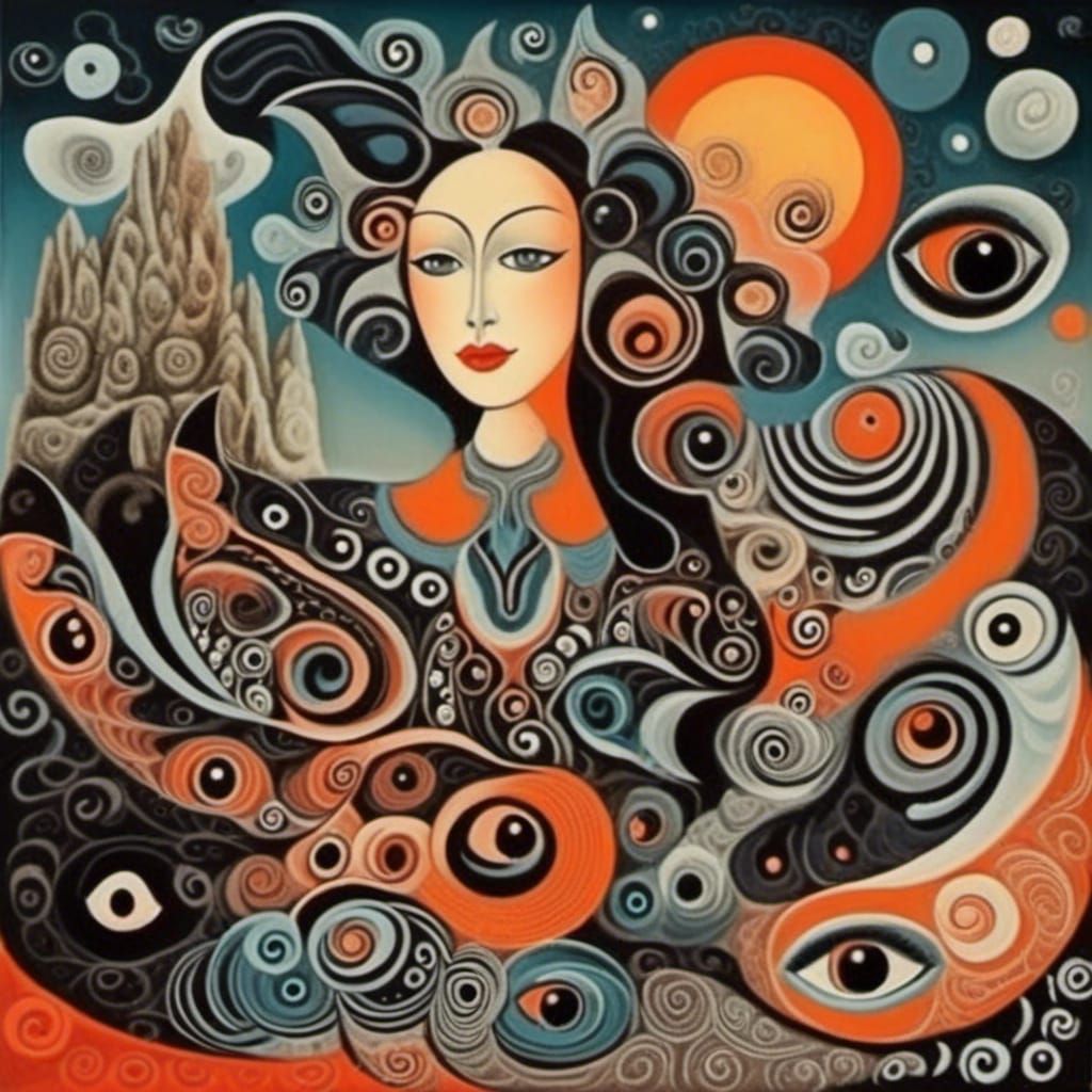 Surreal Rock Formation in Oils, Agar Style