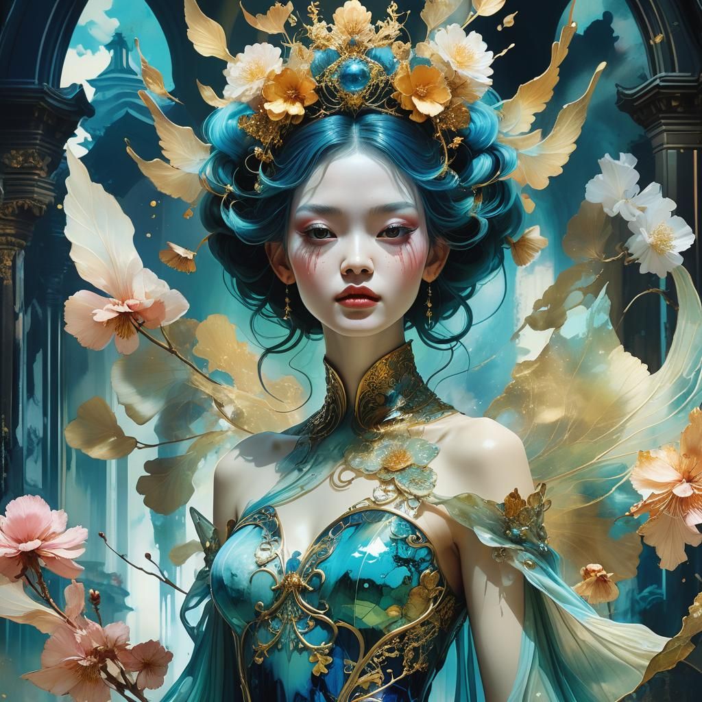 Fairy at Imperial Palace in Alcohol Ink Style