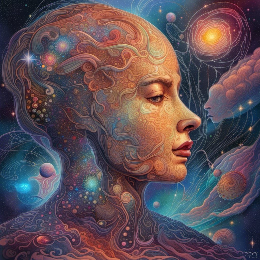 Holographic Cosmic Astral Illustration by Pablo Amaringo