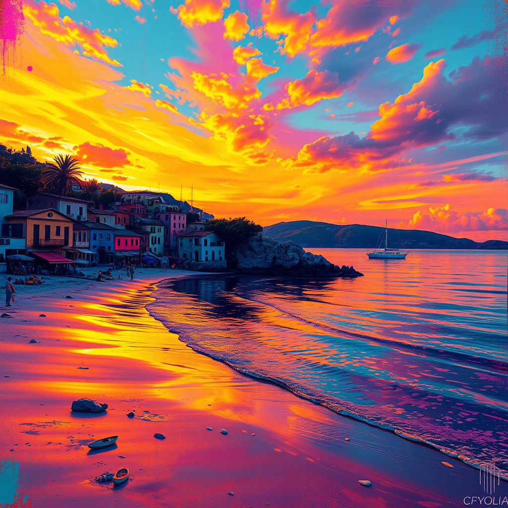 Cavoli Beach Sunset: Graffiti and Street Art Fusion