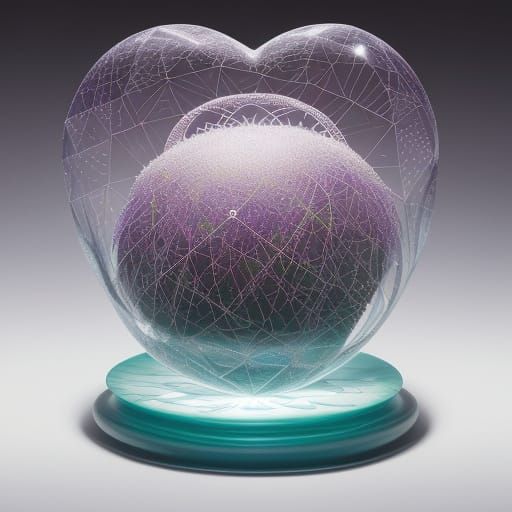 Abstract Heart with Geometric Forms in Impasto Style