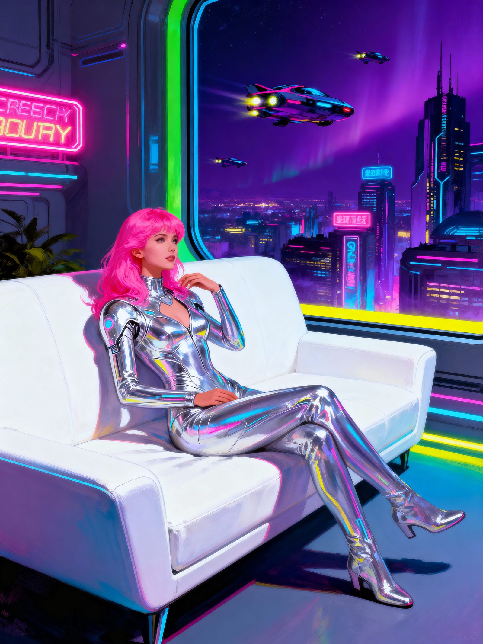 Cyberpunk Cityscape Dreamcore Digital Painting