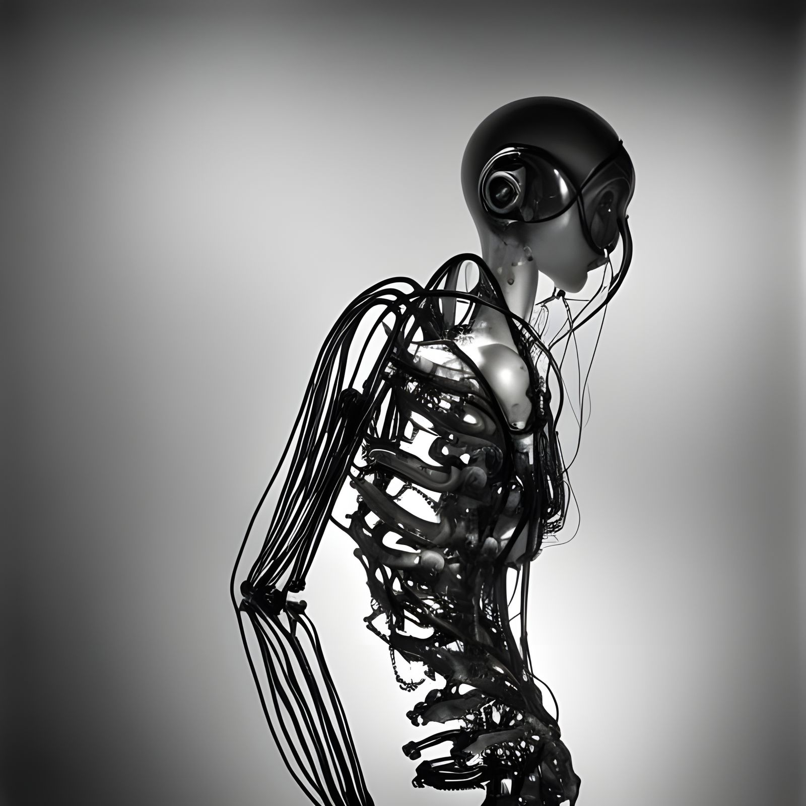 Cyborg Girl with Robot Jellyfish: Alien Tech