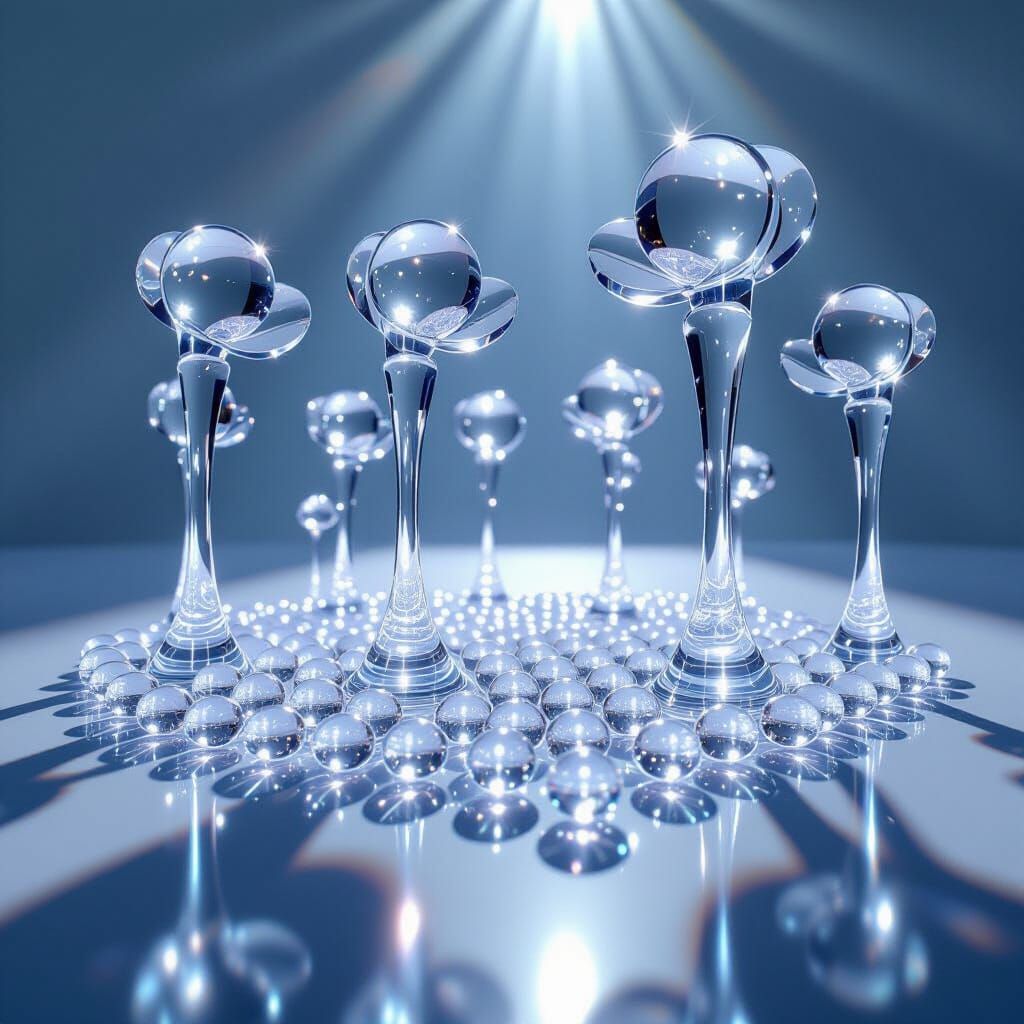 Glass Beads Evolving Into Abstract Flower Sculptures