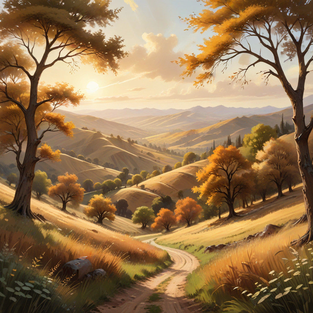 Soothing Earth Toned Landscape in Warm Golden Light