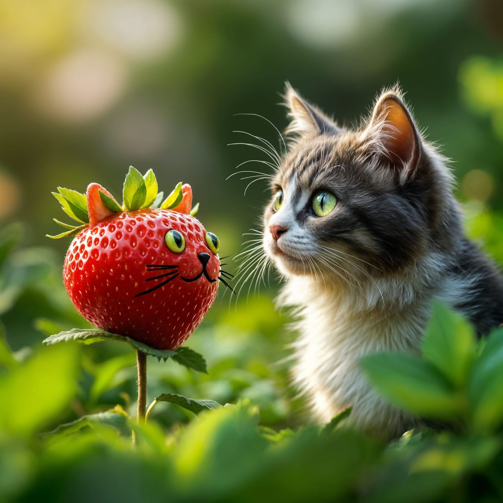 Ailuromorphic Strawberry and a Cat