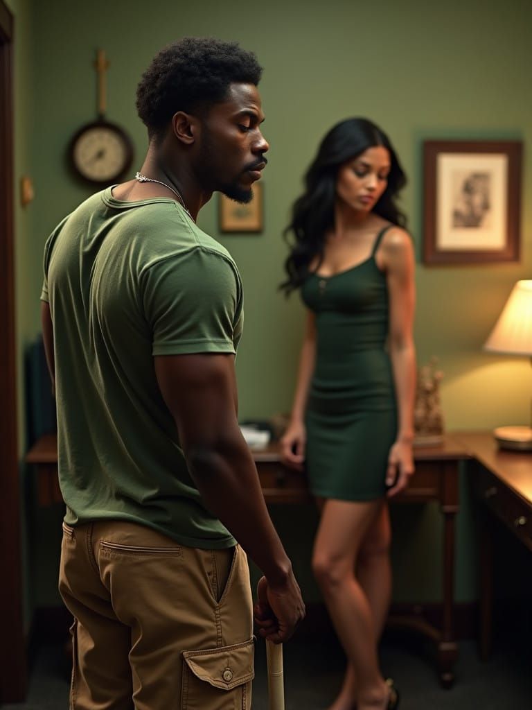 Retro Film Noir Scene with African American Characters