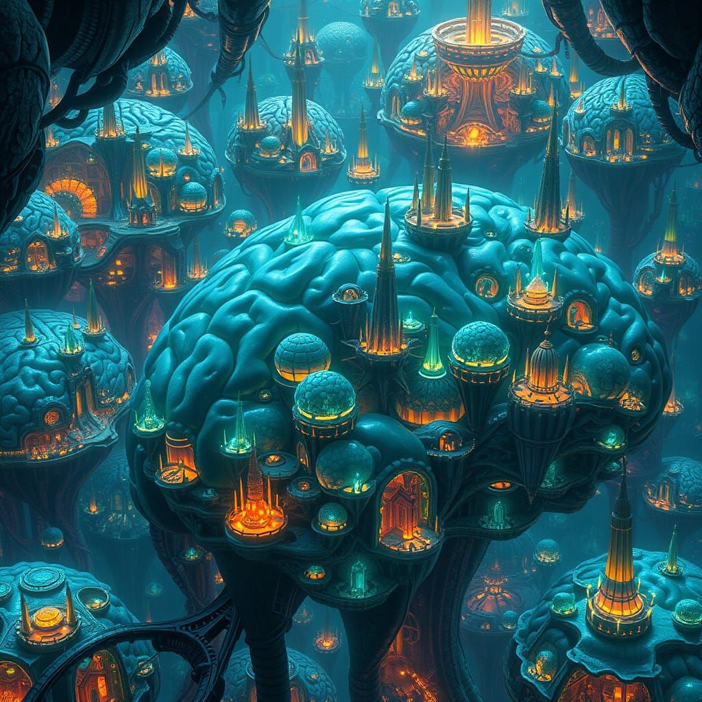 Interconnected Brain Metropolis in Hypnotic Harmony