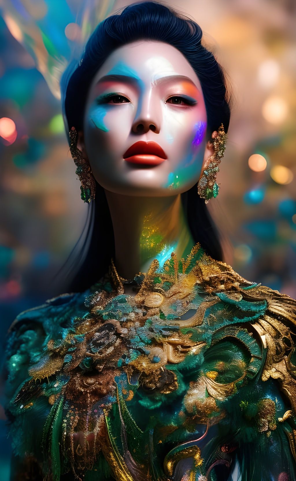 Iridescent Woman Portrait in a Fantasy Art Style