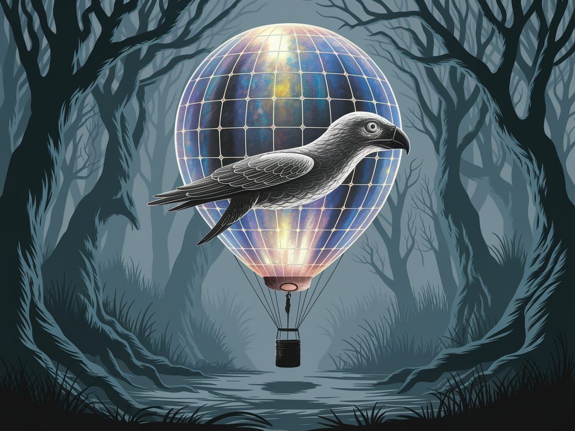 Glass Raptor Balloon in Haunted Forest