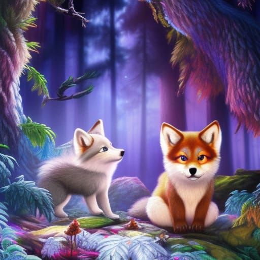 Enchanted Forest: Adorable Wolf Cub Portrait