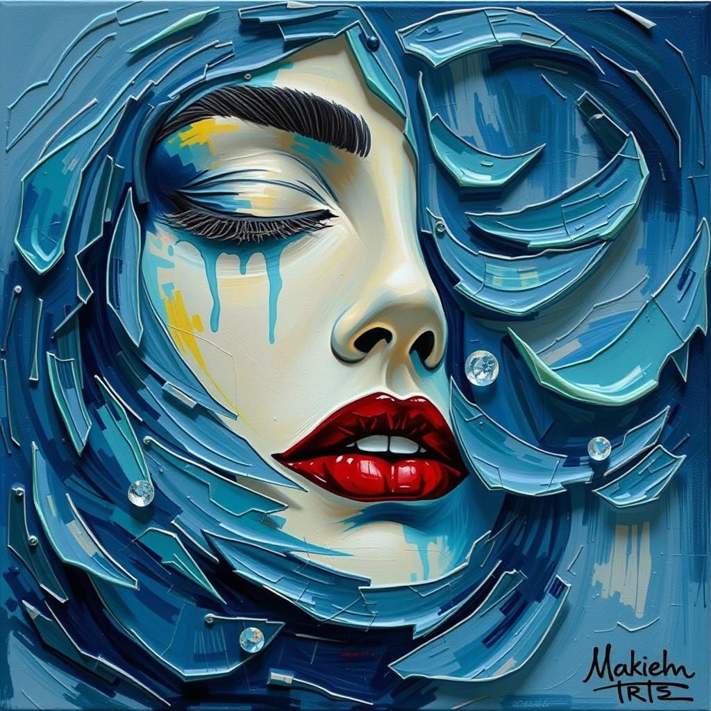 New Orleans Blues Woman with Saxophone, Basquiat Style