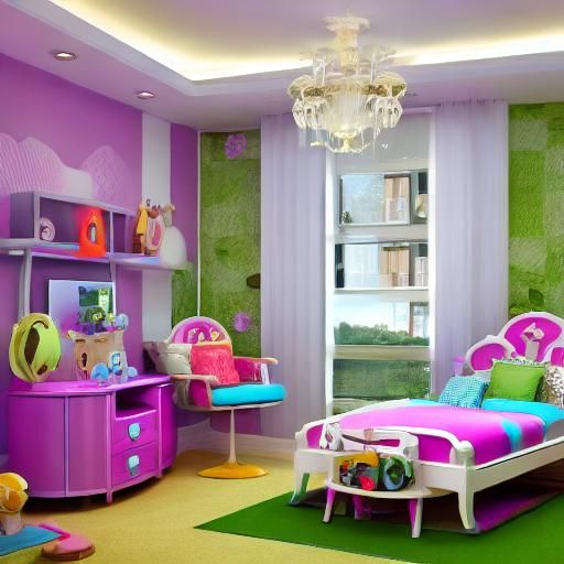 Modern Princess Kid's Room Interior with Toys