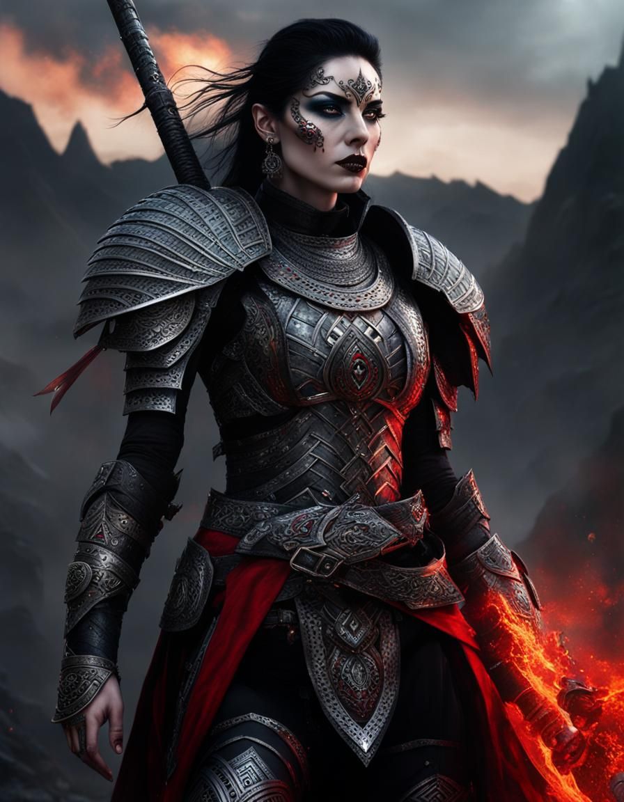 Gothic Warrior Woman with Tribal Markings
