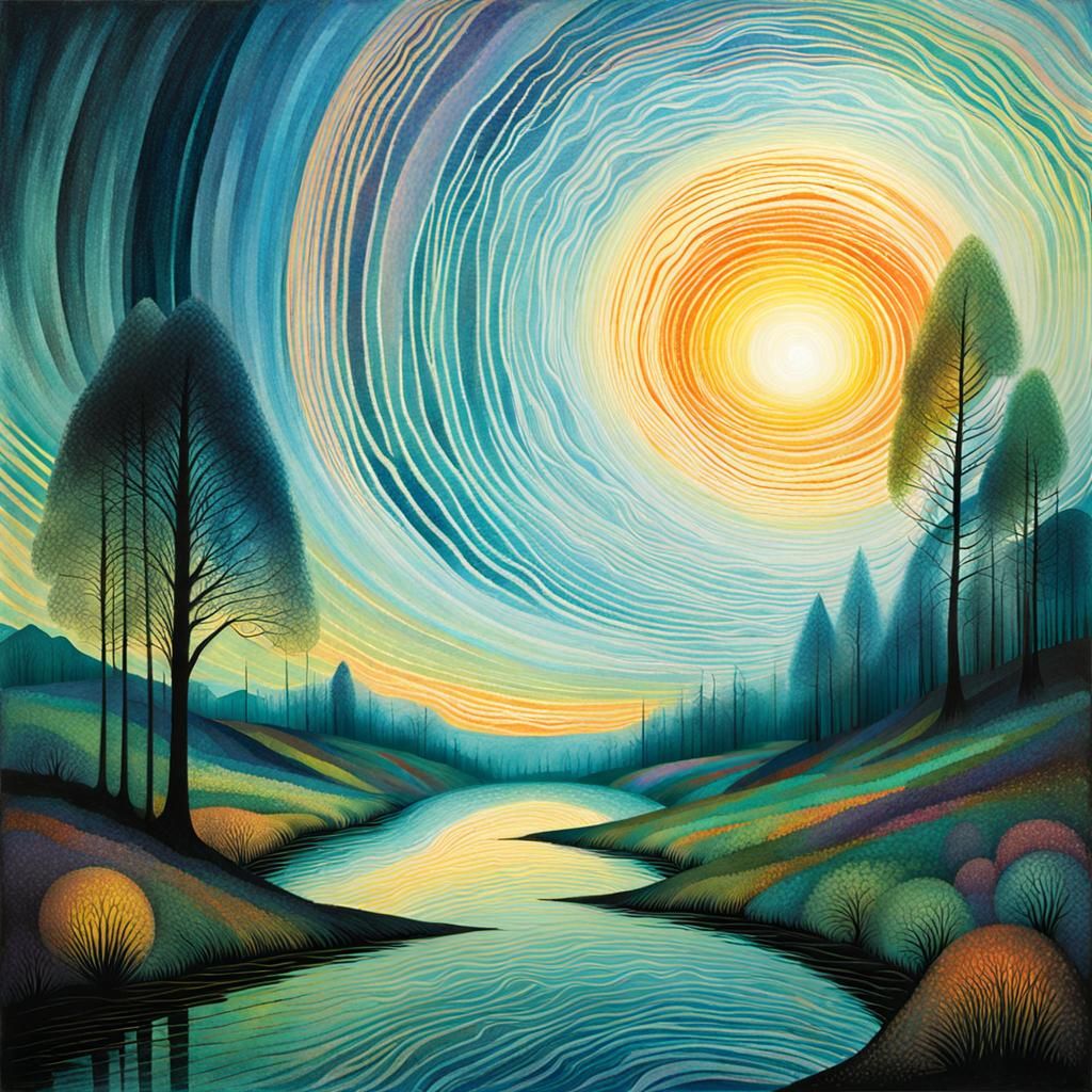 Psychedelic Landscape in Symbolist Style