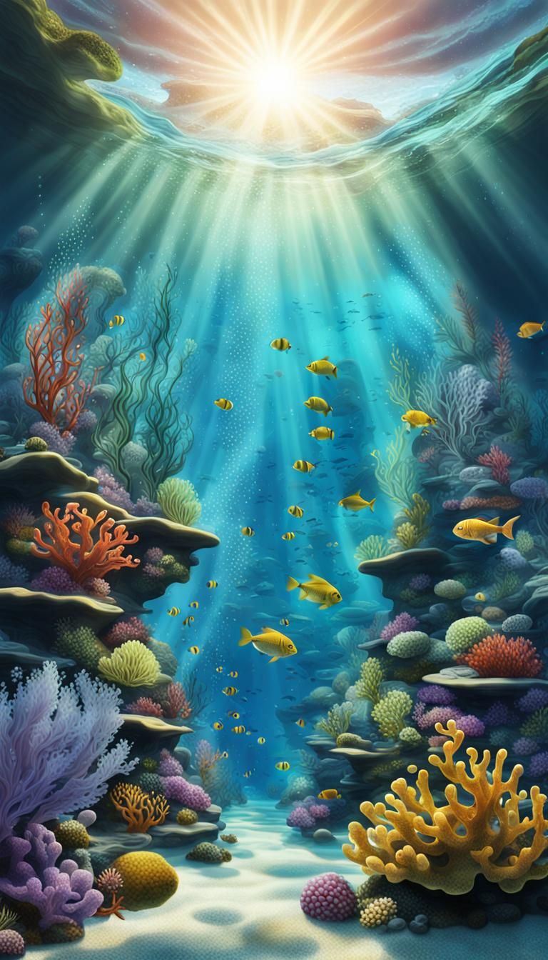 An underwater view of a lively reef