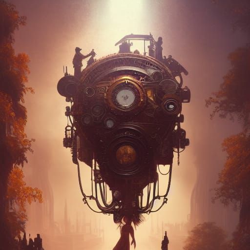 Epic Steampunk Engine Digital Painting