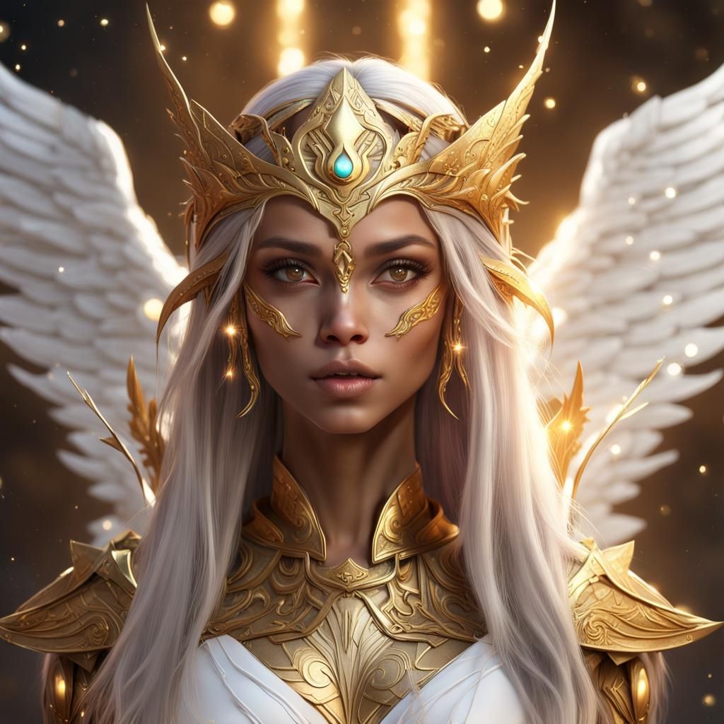 Astral Elf Princess with Gold Eyes, Fantasy Art