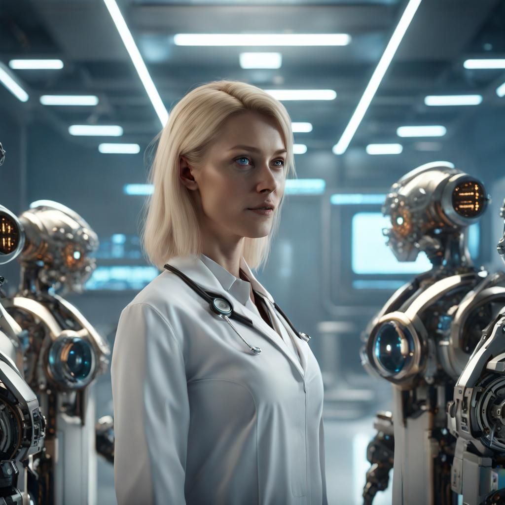 Futuristic Doctor Award Ceremony in Sci-Fi Style