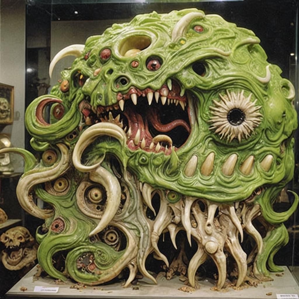 Slime Monster in Bone Museum, 1970s Style