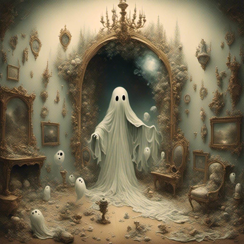 Ethereal Ghostly Apparition in Haunted Room