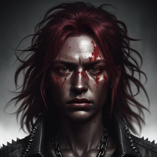 Metallic Savage Beast Portrait with Chains and Spikes