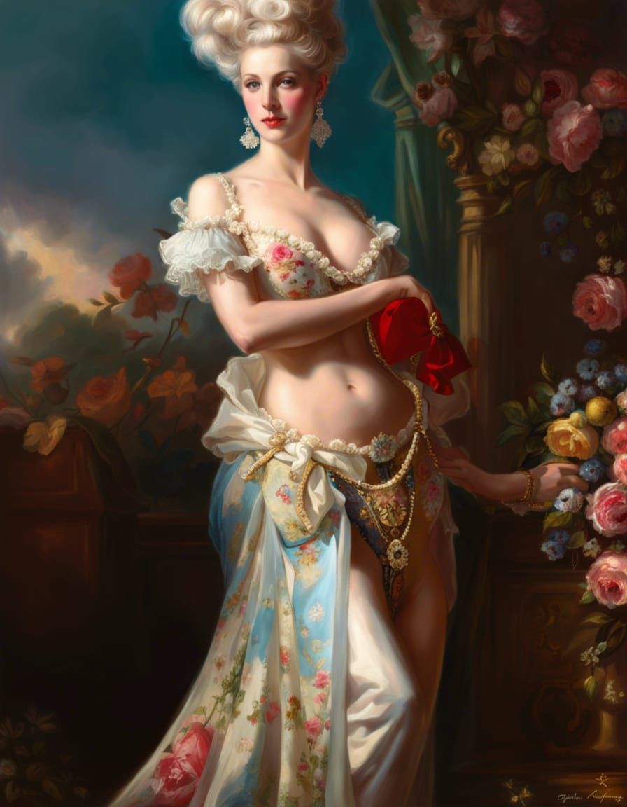 Marie Antoinette in Baroque Underwear: Digital Fantasy Art